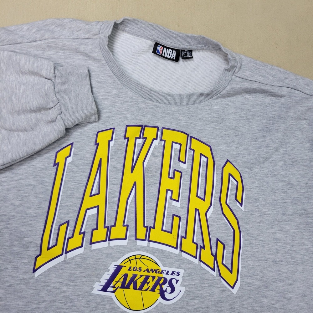 Vintage NBA Los Angeles Lakers‎ Mens 2XL Gray Sweatshirt Long Sleeve